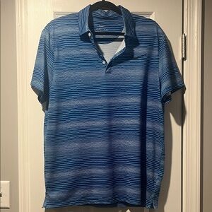 Nike dri-fit Polo Shirt men’s large blue performance patterned stripe
